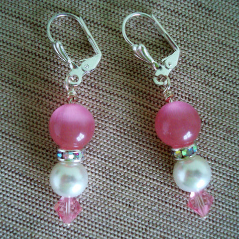 Cat's Eye, Pink Earrings