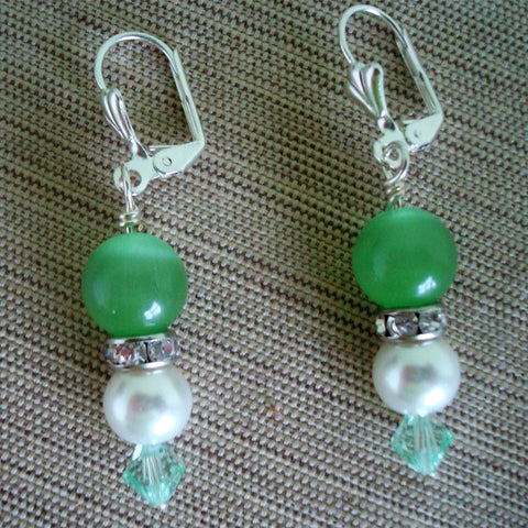 Cat's Eye, Green Earrings