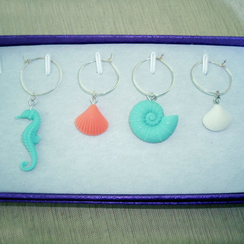 Seahorse & Shells, set of 4